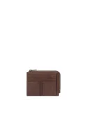 Piquadro Hedley flat document pouch with zipped coin pocket, dark brown