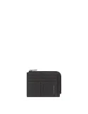 Piquadro Hedley flat document pouch with zipped coin pocket, black