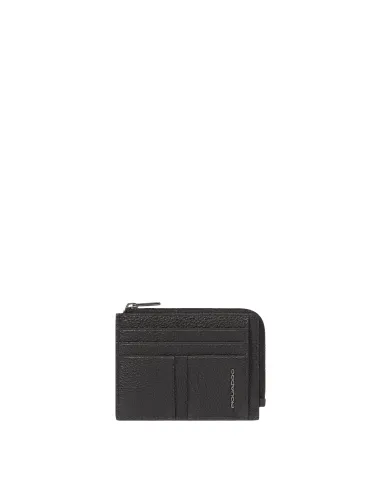 Piquadro Hedley flat document pouch with zipped coin pocket, black