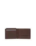 Piquadro Hedley compact men's wallets with coin purse and credit card,s dark brown