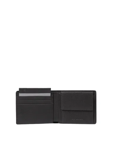 Piquadro Hedley compact men's wallets with coin purse and credit card,s black