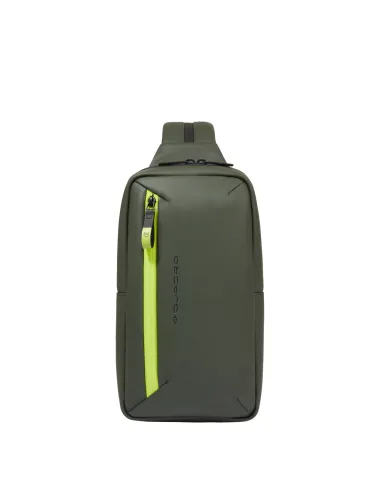 Monospalla uomo porta iPad®mini indossabile a zaino Piquadro C2OW, verde