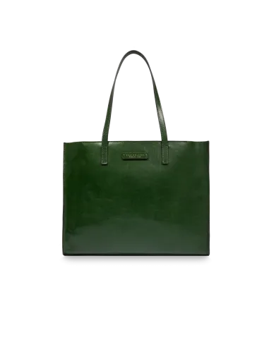 The Bridge Mirra horizontal shopping bag with zip closure, English green