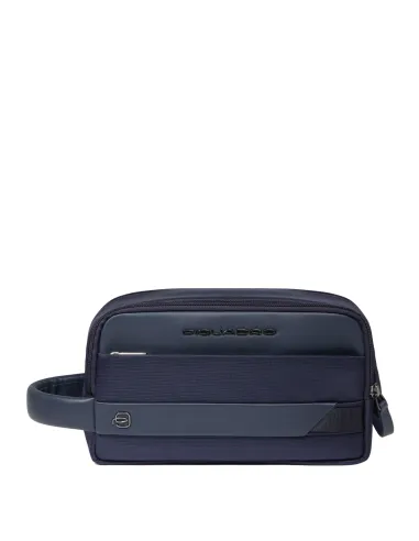 Piquadro Nevet fabric and leather beauty case, blue