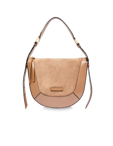 Borsa donna media in pelle e camoscio The Bridge Fedora, beige