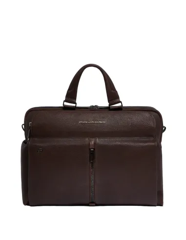 Piquadro Hedley laptop briefcase with two handles and two compartments, dark brown