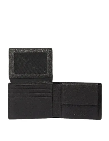 Piquadro Hedley Small leather wallet with coin purse and removable card holder, black