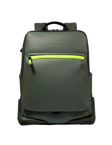 Zaino porta pc da 15,6 a due scomparti con cinghia pettorale Piquadro C2OW, verde