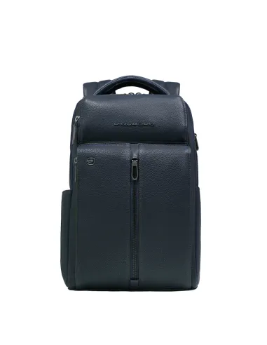 Piquadro Hedley kleiner Laptop-Rucksack aus Leder, blau