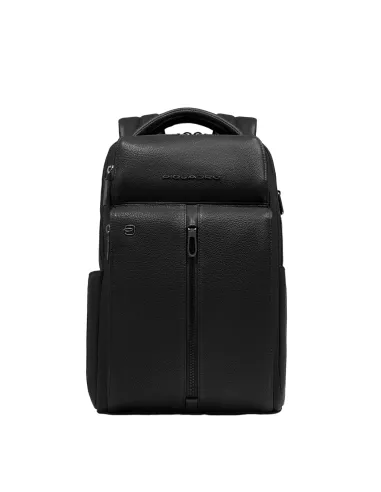 Piquadro Hedley kleiner Laptop-Rucksack aus Leder, schwarz