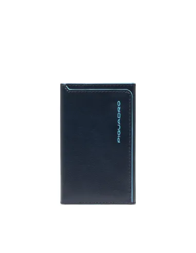 Men's credit card holder with sliding system and zipped back pocket Piquadro Blue Square, blue