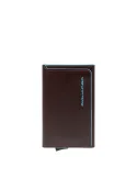 Men's credit card holder with sliding system and zipped back pocket Piquadro Blue Square, dark brown