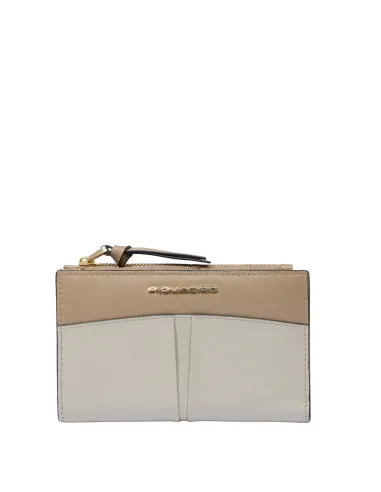 Piquadro Ashley small ladies' wallet with side coin purse, beige