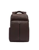 Piquadro Hedley small leather laptop backpack, dark brown