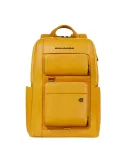 Zaino porta pc da 14 in pelle e tessuto Piquadro Liko, giallo