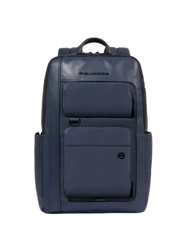 Zaino porta pc da 14 in pelle e tessuto Piquadro Liko, blu