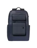 Piquadro Liko 15,6" Laptop-Rucksack aus Leder und Stoff, blau