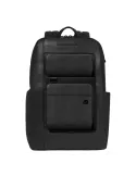 Piquadro Liko 15,6" Laptop-Rucksack aus Leder und Stoff, schwarz