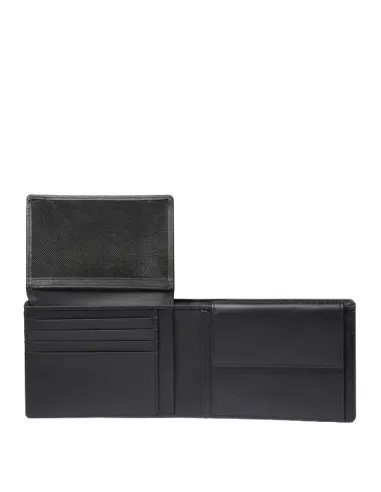 Piquadro Nevet men's wallet in recycled fabric and leather, black