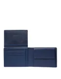 Piquadro Nevet men's wallet in recycled fabric and leather, blue