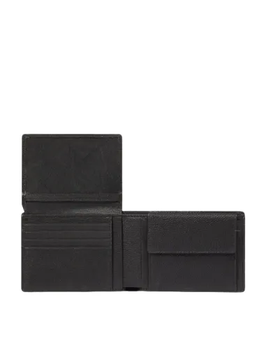 Piquadro Hedley men's leather wallet with ID window and coin purse, black