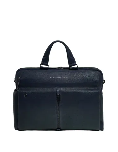 Piquadro Hedley laptop briefcase with two handles and two compartments, blue