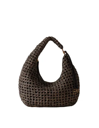 Borbonese La Nidi medium hobo bag, op natural-black