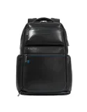 Zaino da viaggio in pelle con porta pc da 15,6 con cavo antifurto Piquadro Blue Square, nero