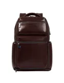 Piquadro Blue Square travel backpack with anti-theft cable, dark brown