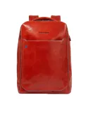 Piquadro Blue Square leather backpack with 15.6 computer compartment, orange