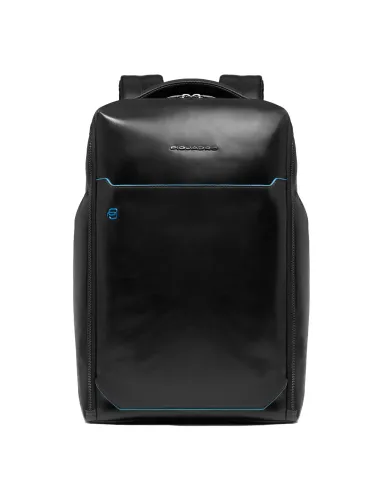 Piquadro Blue Square leather backpack with 15.6 computer compartment, black