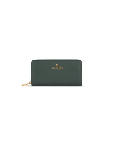 Braccialini Basic women's leather wallet with zip fastener, green