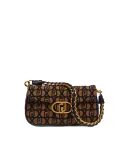 Liu Jo shoulder bag in jacquard fabric with logo, brown