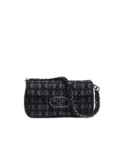 Liu Jo shoulder bag in jacquard fabric with logo, black