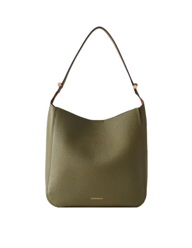 Borbonese leather shoulder bag, olive green