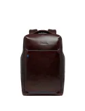 Piquadro Blue Square leather travel backpack, dark brown