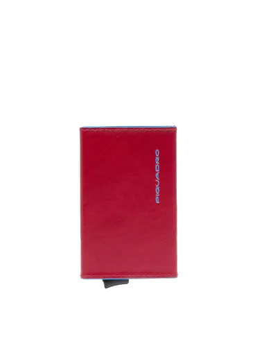 Portacarte di credito  con sliding system e fermasoldi posteriore Piquadro Blue Square, rosso