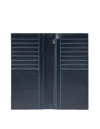 Portafoglio uomo grande verticale in pelle con porta monete Piquadro Blue Square, blu