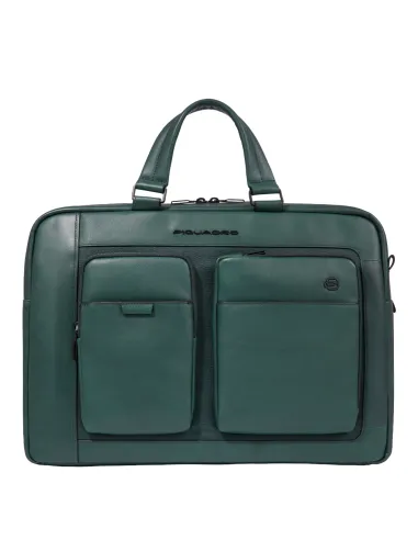 Piquadro Liko 15.6 computer portfolio briefcase with two handles, green