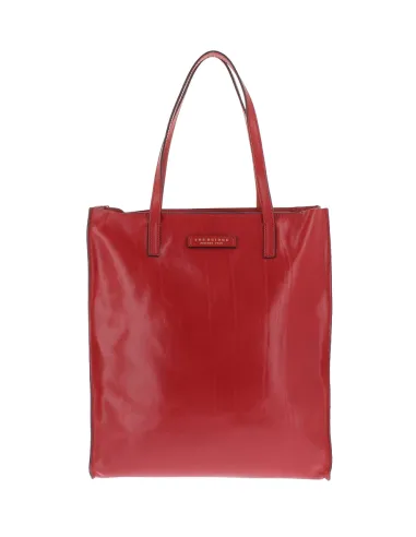 The Bridge Mirra leather shopping bag with zip fastener, red