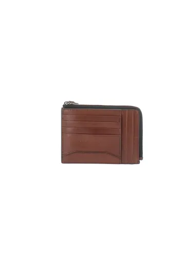 The Bridge Filippo zipped coin pouch with credit card slots, brown