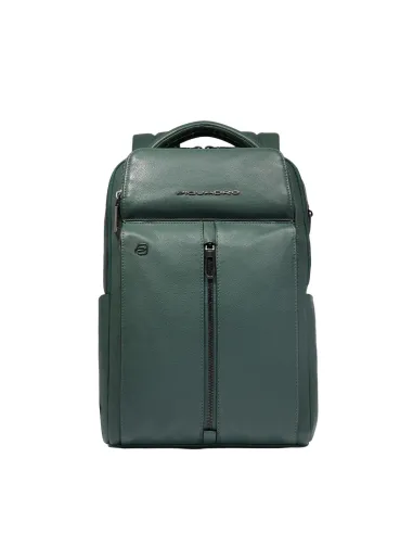 Piquadro Hedley small leather laptop backpack, green