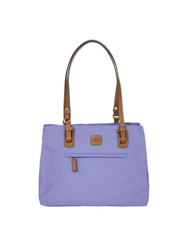 Brics Fabric and Leather Three-Compartment Medium Shopping Bag, violet