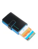 Doppeltes Compact Wallet für Kreditkarten mit Schiebesystem Piquadro Blue Square, schwarz