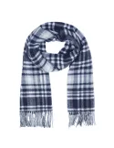 Piquadro Women's check scarf with fringes, blue