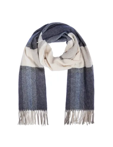 Piquadro scarf with fringes, blue-black