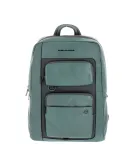 Zaino in pelle e tessuto Piquadro Liko con porta pc da 14, verde