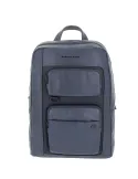 Zaino in pelle e tessuto Piquadro Liko con porta pc da 14, blu