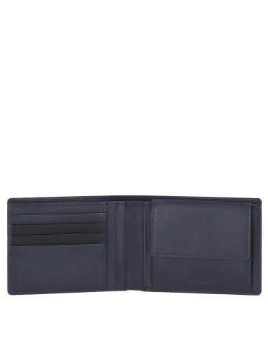 Piquadro Steven Men's wallet with coin pocket and RFID anti-fraud protection blue