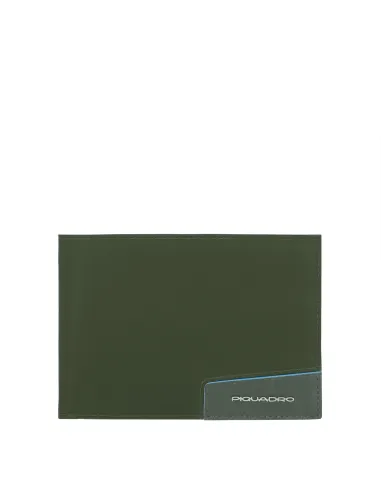 Men's wallet in recycled with flip up ID window PQ-RY green